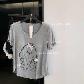 敲可爱的修狗~miu系懒人套装可爱休闲短袖短袖家居服睡衣套装女