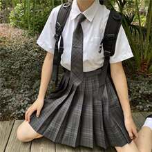 碳灰JK制服裙正版格裙全套日系原创学院风夏季短袖衬衫短裙套装