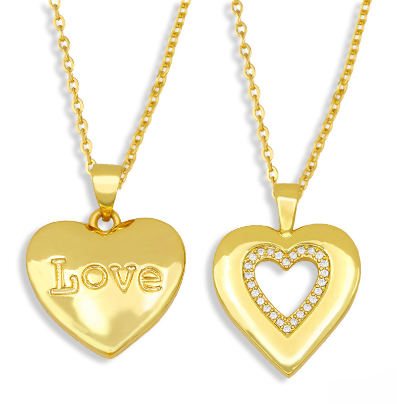 Diamond heart titanium steel necklace