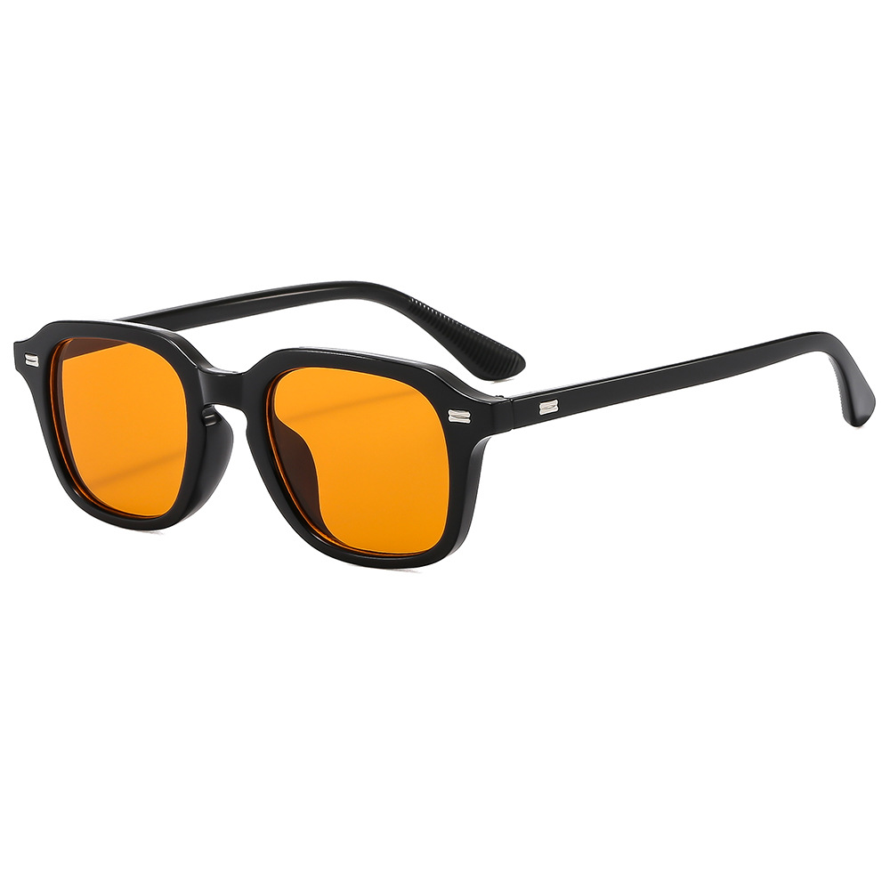 Occhiali da sole classici quadrati con montatura stretta in PC, colore beige sfumato, protezione UV, moda retrò, business, minimalisti, per uomo_voghion.com