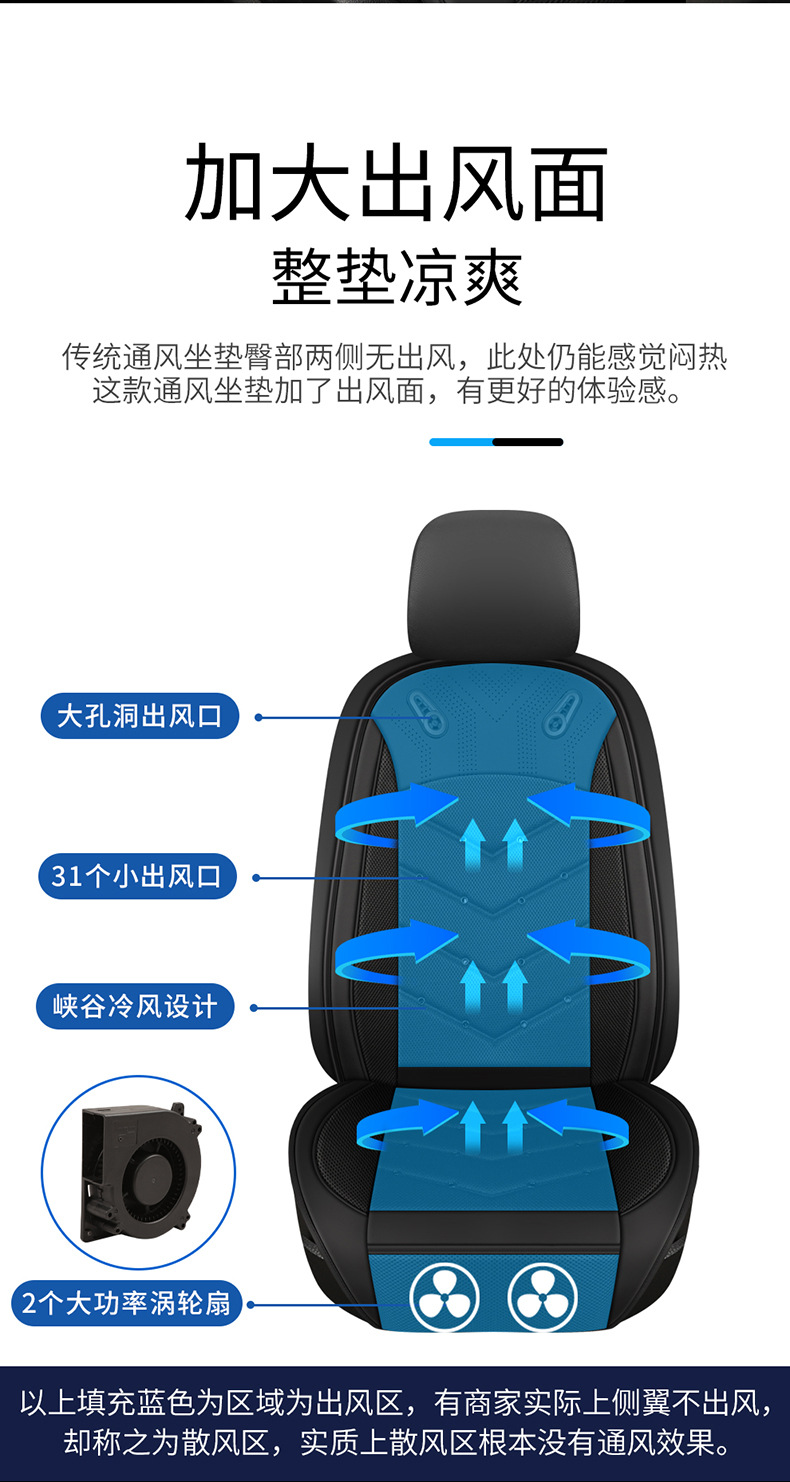 2026 Cross-Border Hot-Selling Summer Car Ventilation Seat Cushion Cooling Seat Pad Summer Air-Conditioning Breathable Heat Dissipation Cooling Pad