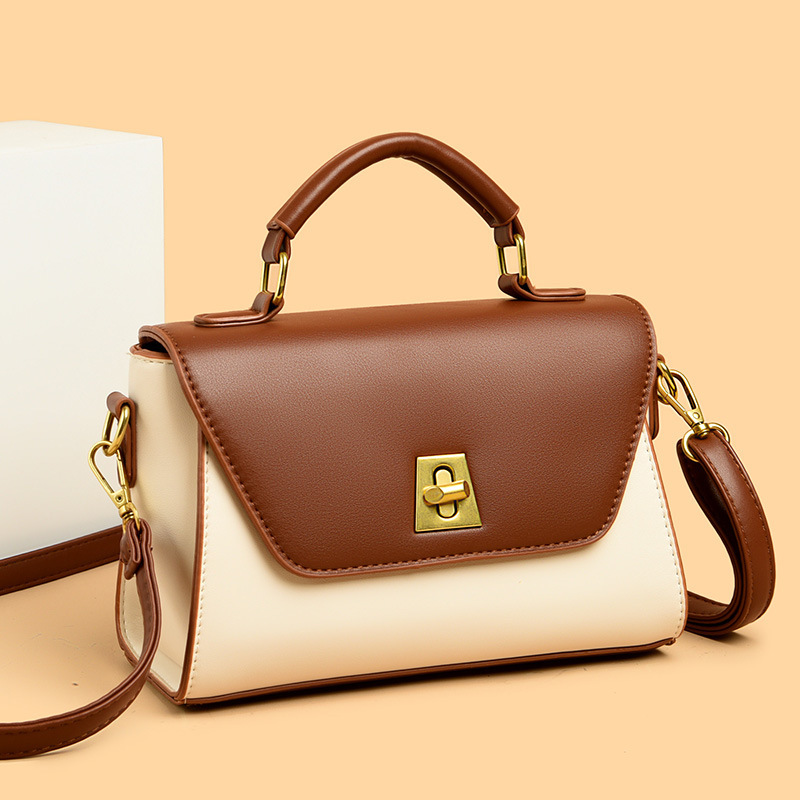 French Retro Contrasting Color Handbag for Women 2026 New Style Work Clothing Versatile Bag Fashionable Elegant Crossbody Small Square Bag French Retro Contrasting Color Handbag for Women 2026 New Style Work Clothing Versatile Bag Fashionable Elegant Crossbody Small Square Bag