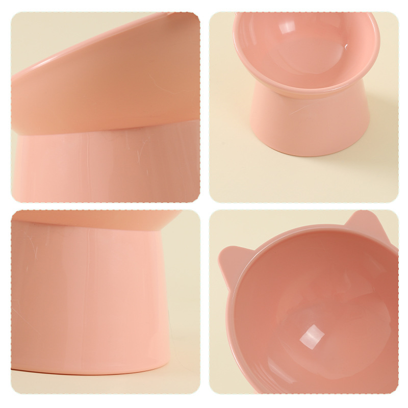 Tazón de gato de patas altas al por mayor en stock Estilo nórdico inclinado protección del cuello de dibujos animados antidetonante tazón para mascotas tazón de perro tazón de comida