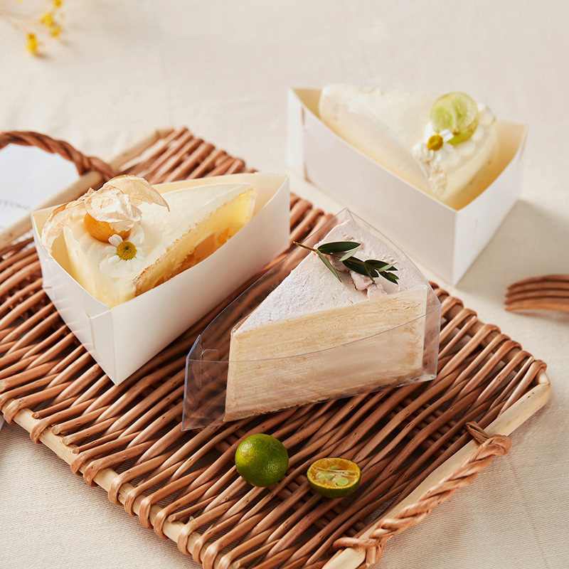 Mousse Cake Base Tray, Triangular Cut Cake Box, 6/8-Inch Mille-Crêpe Cake Packaging Box, PET Slice Tray