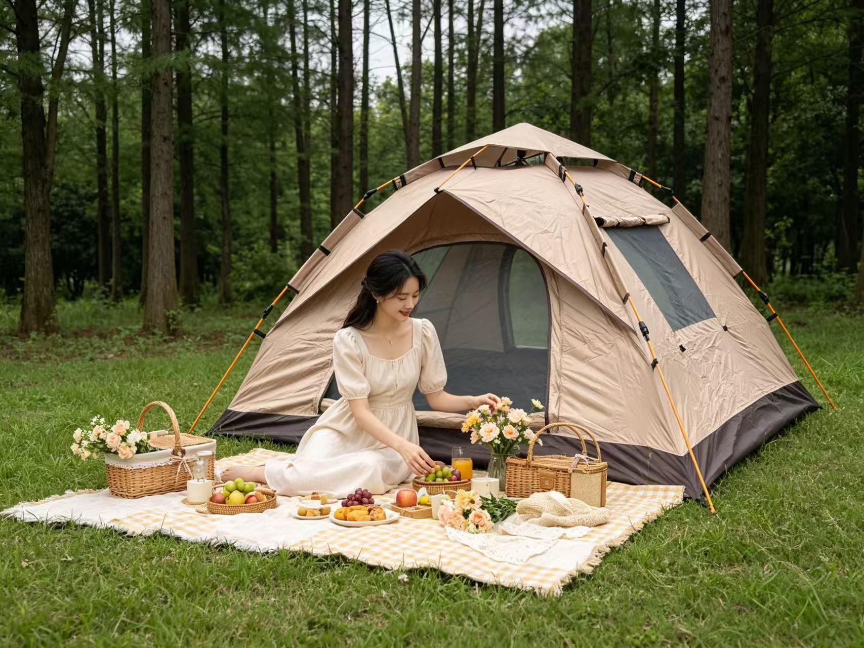 Tent Camping Tent Automatic No-Setup Required 3-4 Person Mosquito-Proof Sun Protection Portable Beach Camping Single-Person Hiking Gear