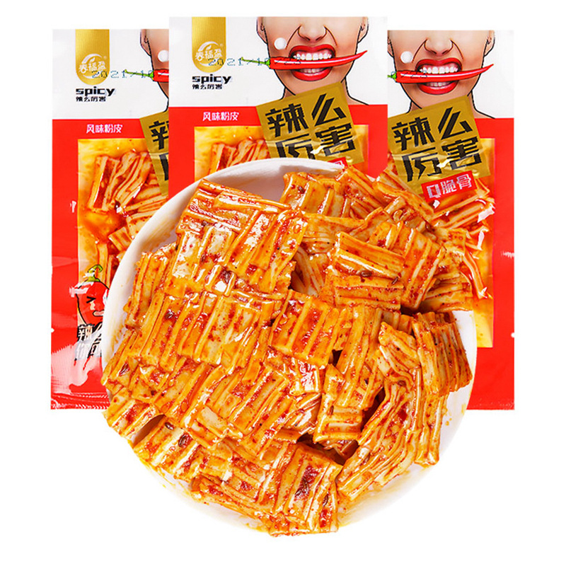 春福盈辣麽厲害Q脆骨麻辣零食豆筍鹵味涼菜風味粉皮26g/袋代發