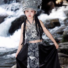 女童苗族服装个性特色舞台演出服苗族公主蜡染套装民族风儿童摄影