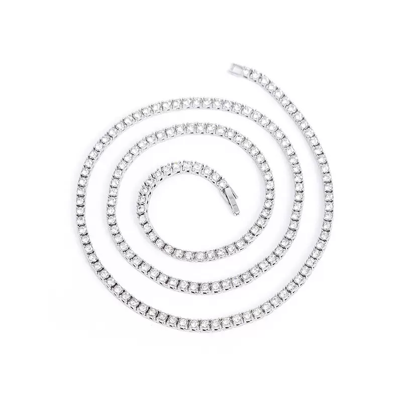 3 4 5mm男士嘻哈网球项链镶嵌高级饰品男女合金首饰链小马项链