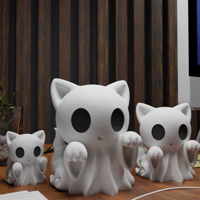 国境を越えた新製品ハロウィンゴースト猫像ハロウィンゴースト猫像 3D プリント装飾品|undefined