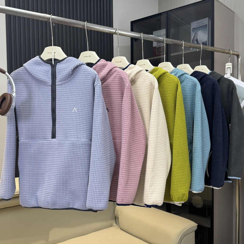 Kemi Ai Jiajia! Outdoor Mountain Style Couple's Age-Reducing Waffle Fleece-Lined Hooded Sweatshirt Warm Fleece Jacket