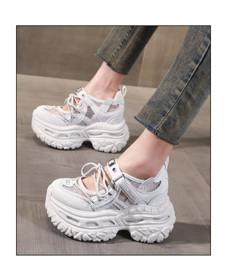 Giày sneaker nữ chunky đế dày lưới thoáng khí tăng chiều cao — màu tím chi tiết 15