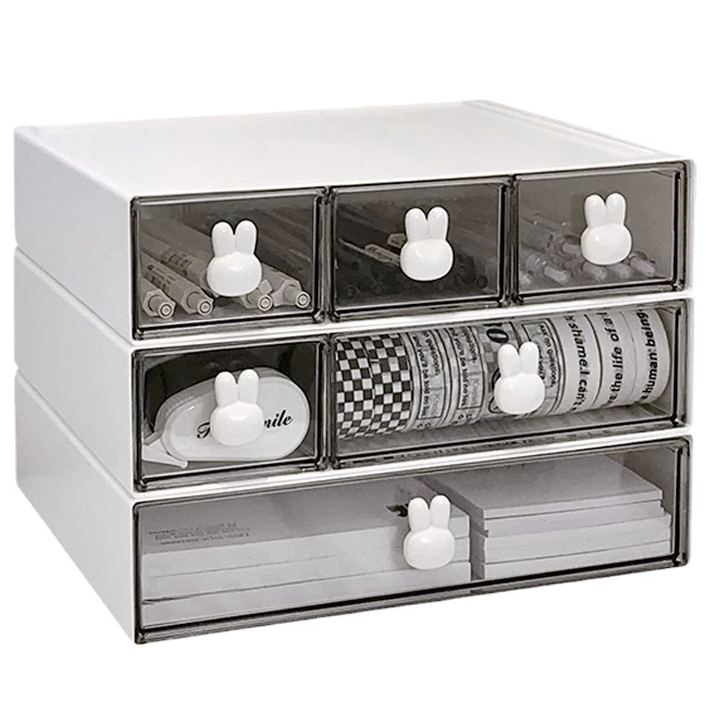 Desktop Acrylic Storage Box, Transparent 3-Layer Stackable Drawer Organizer for Desk and Dorm