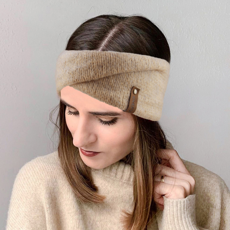 Cross-border mohair cross hair band ear protection warm headband European and American hair band yoga hair accessories face wide-brimmed headgear