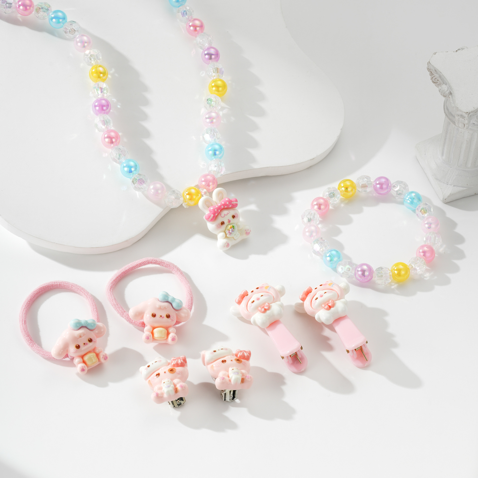 Pulseras transfronterizas nichos de niños pulseras de color perla caramelo colgante joyas de mano juegos de joyas para niñas al por mayor