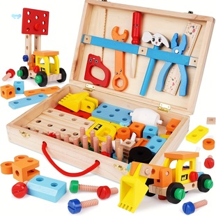 Wooden Kids Tool Set Tool Kit for Kid with Wooden Tool Cross-Border