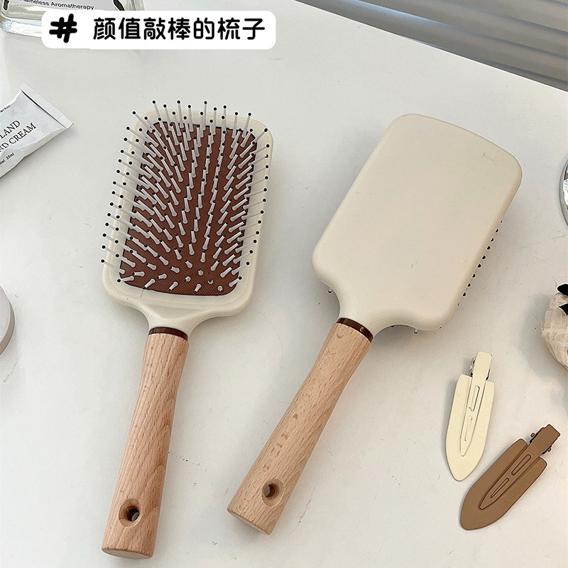 かわいいコーム、エアバッグコーム、木製コーム、頭皮マッサージコーム、ふわふわ女性用カーリングコーム、家庭用エアクッションコーム|undefined