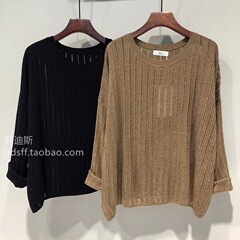 2025早秋 韩国ulzzang新款纯色宽松垂感慵懒蝙蝠袖针织衫上衣女