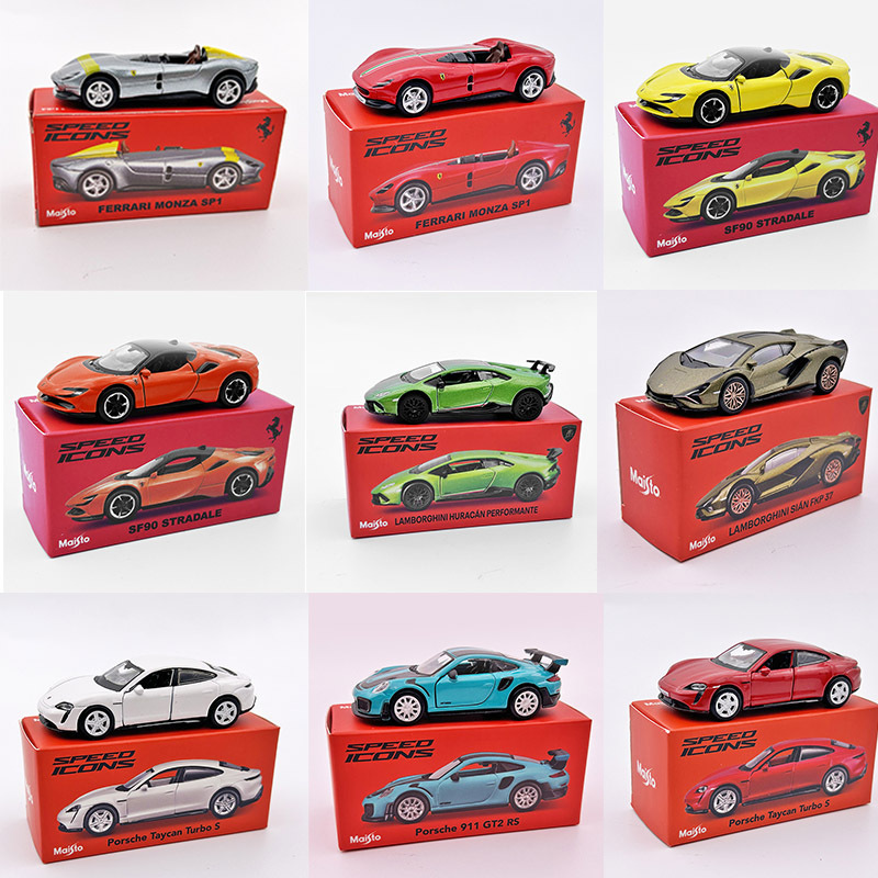 Mercedes-Benz 1:64 Alloy Ferrari Sf90 Lamborghini Big Bull Iron Bottom Rubber Tire Collection Open-Door Car Model