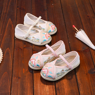Summer Mesh Girl Princess Embroidered Shoes Hanfu Shoes Children's Shoes Children's Old Beijing Cloth Shoes Baby Ancient Dress Performance