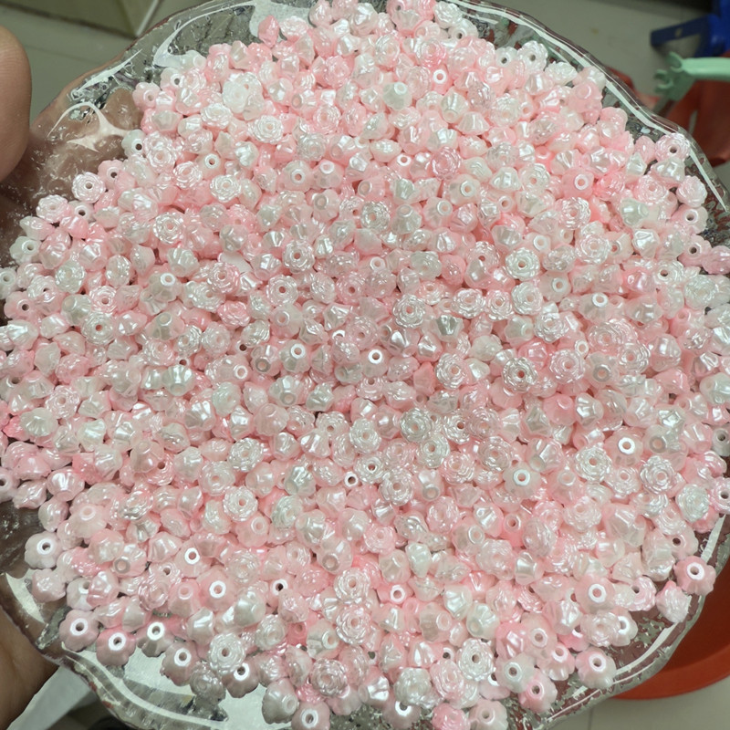 Luz nocturna brillante dorada rosa mini camellia acrílico diy cuentas hechas a mano al por mayor explosión de sonido
