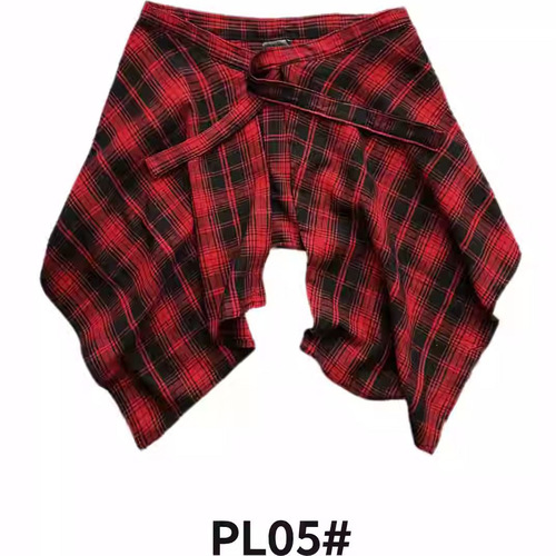 One-piece tie-in hide-and-seek semi-skirt women's hem shirt sweatshirt t-shirt outerwear layering magic grid diaper curtain men