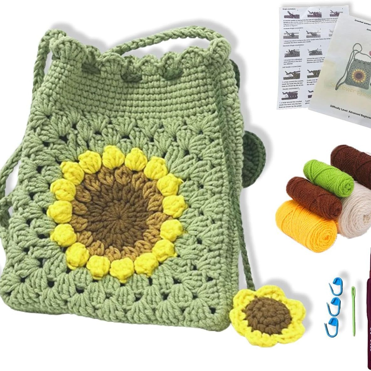钩针套装适合初学者钩针包成人视频教程 DIY 钩针入门针织品挂袋