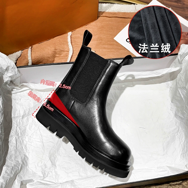 Кожаные ботинки Chelsea (Martens), натуральная кожа, платформа в английском стиле, mid-calf