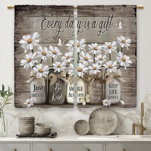 Foreign Trade Small Fresh Vase Curtain Curtain Letter Cartoon Door Curtain Coffee Curtain Kitchen Sink Cabinet Dustproof Curtain