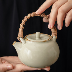 陶瓷汝窯提梁壺茶壺家用高檔泡茶壺大容量單壺功夫茶具2024新款