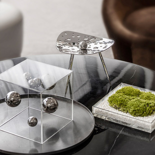 Modern Accessible Luxury High-End Electroplated Silver Geometric Ceramic Vase Model Coffee Table Desktop Set Combination Soft Decoration