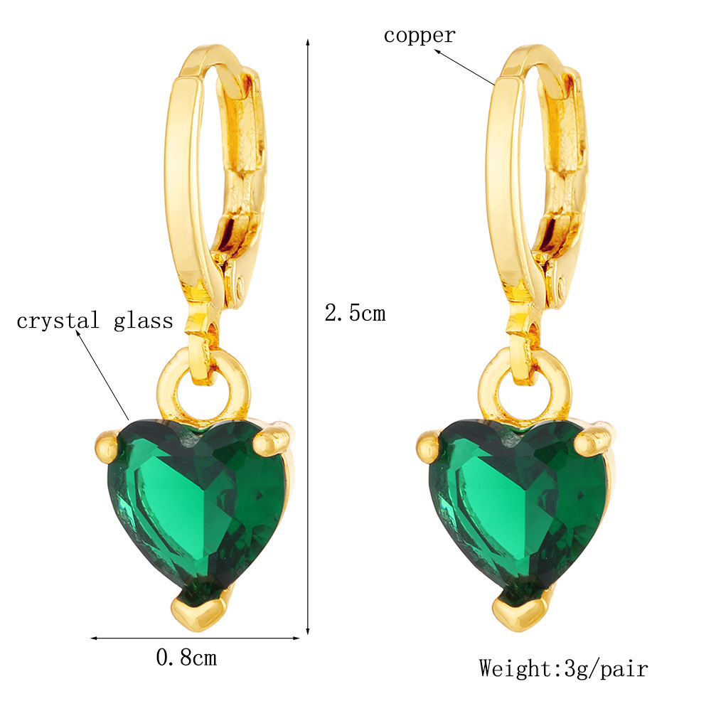 Fashion Heart Shape Copper Inlay Crystal Drop Earrings 1 Pair display picture 1