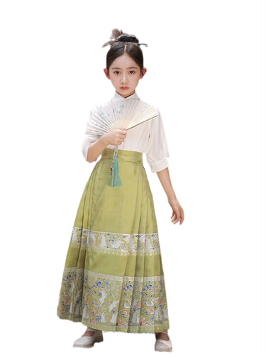 Children's Mamian Skirt Girl's Hanfu Ming Style Literary Retro Chinese Style Improved Tang Suit Embroidered Hanfu Set New Arrival