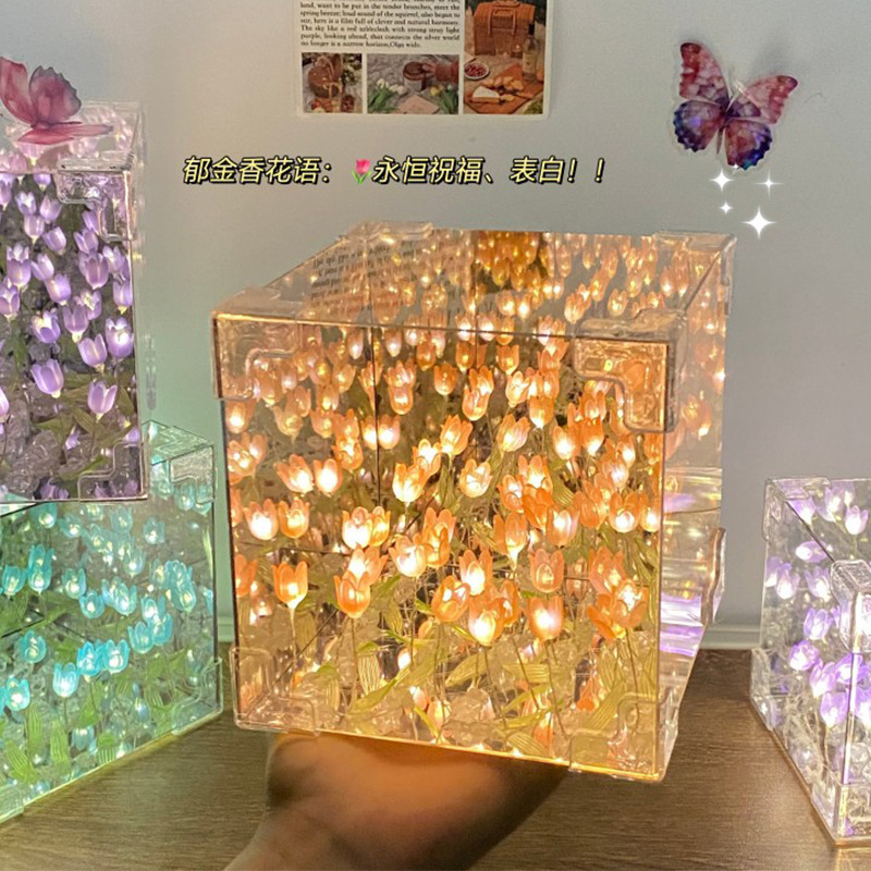 Tulipanas luces nocturnas regalos de cumpleaños para chicas materiales DIY de novia flores hechas a mano regalos de San Valentín