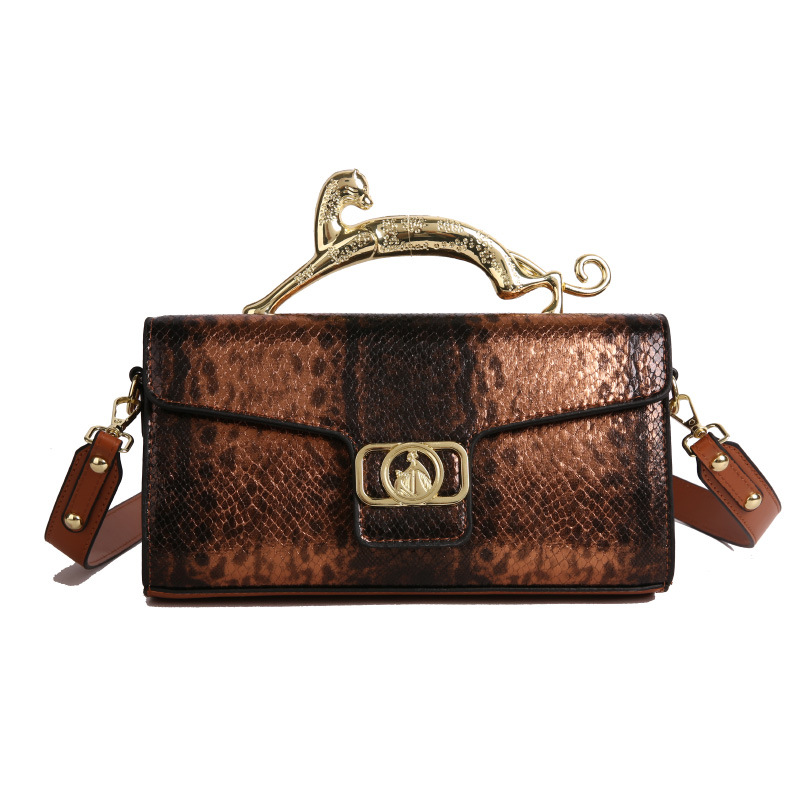 Bolso de textura transfronteriza 2025 verano nuevo bolso femenino bolso de hombro con estampado de piel de serpiente de alta calidad bolso de mensajero de color de contraste retro