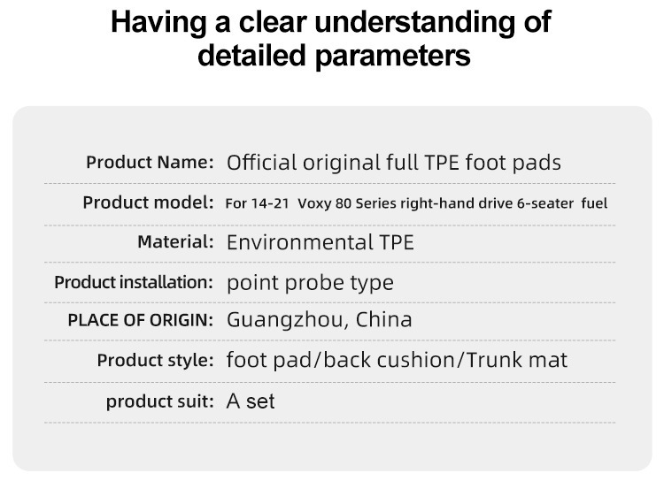 Suitable for 14-21 Toyota Voxy 80 Series Car Special Floor Mats Environmentally Friendly Tpe Trunk Mat Cross-Border