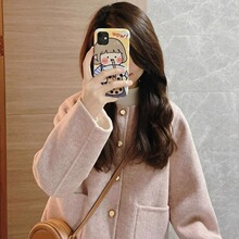 粉色双面羊绒毛呢外套女秋季韩系感超好看小个子呢子大衣