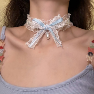 Super Fairy Elegant Bow Necklace Choker Sweet Cool Style Necklace Niche Versatile High-End Jewelry Wholesale Women