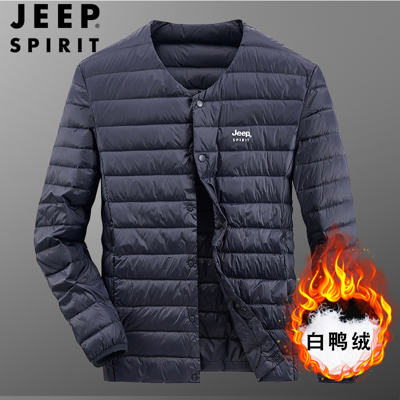 JEEP SPIRIT Winter Men's Down Jacket Youth Lightweight Warm Cold-proof White Duck Down Jacket 8910
