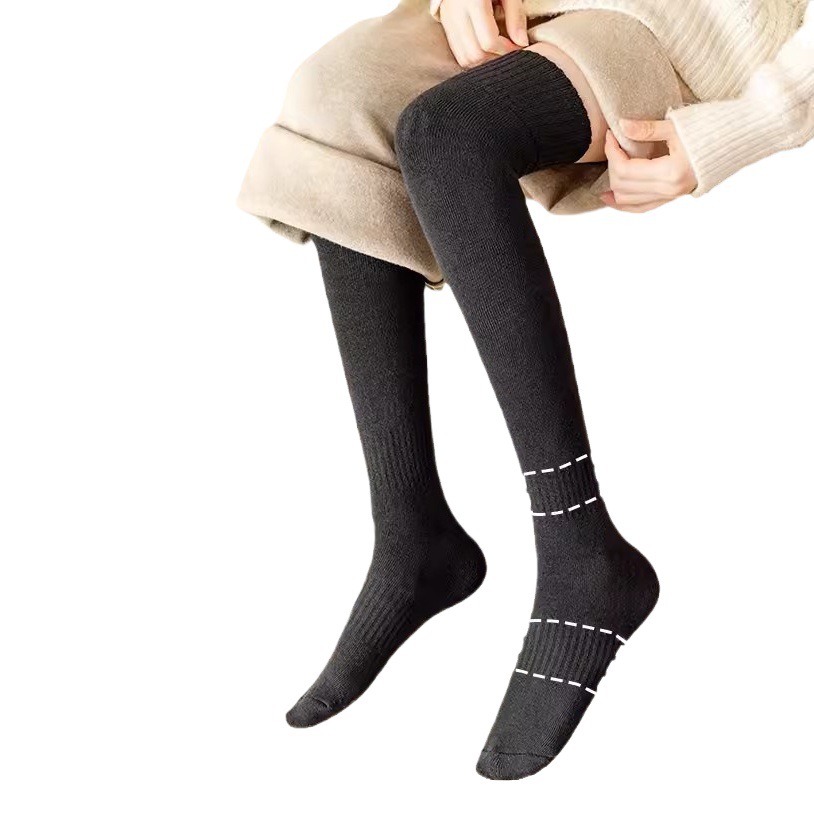 Calcetines por encima de la rodilla calcetines de lana de mujer calcetines de media pantorrilla calcetines gruesos forrados de lana cálidos calcetines súper gruesos calcetines de otoño e invierno medias de invierno