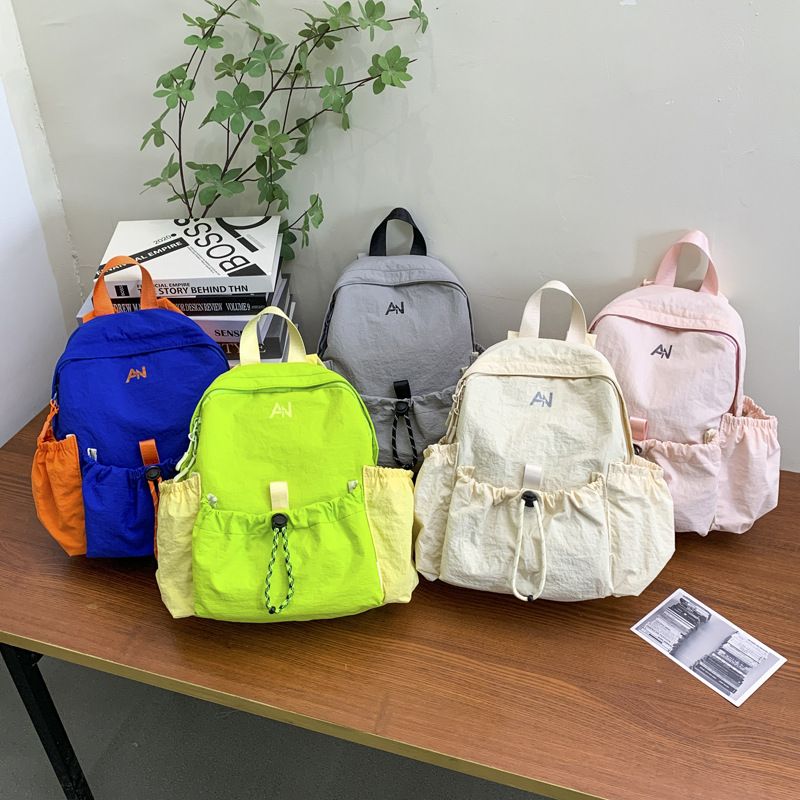 Jardín de infantes bolsas escolares de color contraste cuerda de dibujo de gran capacidad mochila de niños y niñas al aire libre bolsa de montaña para niños