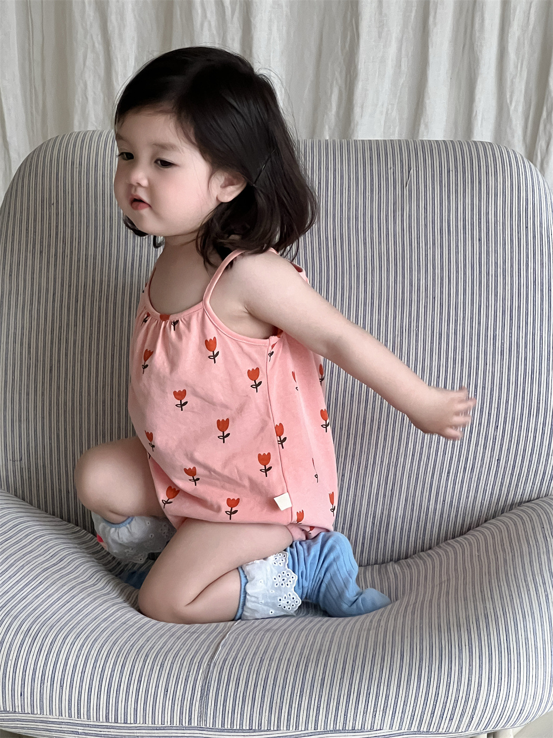 Mono de tirantes finos para niñas, estilo coreano, ropa infantil, novedad 2026, pelele triangular para bebé, mono para recién nacido image 5
