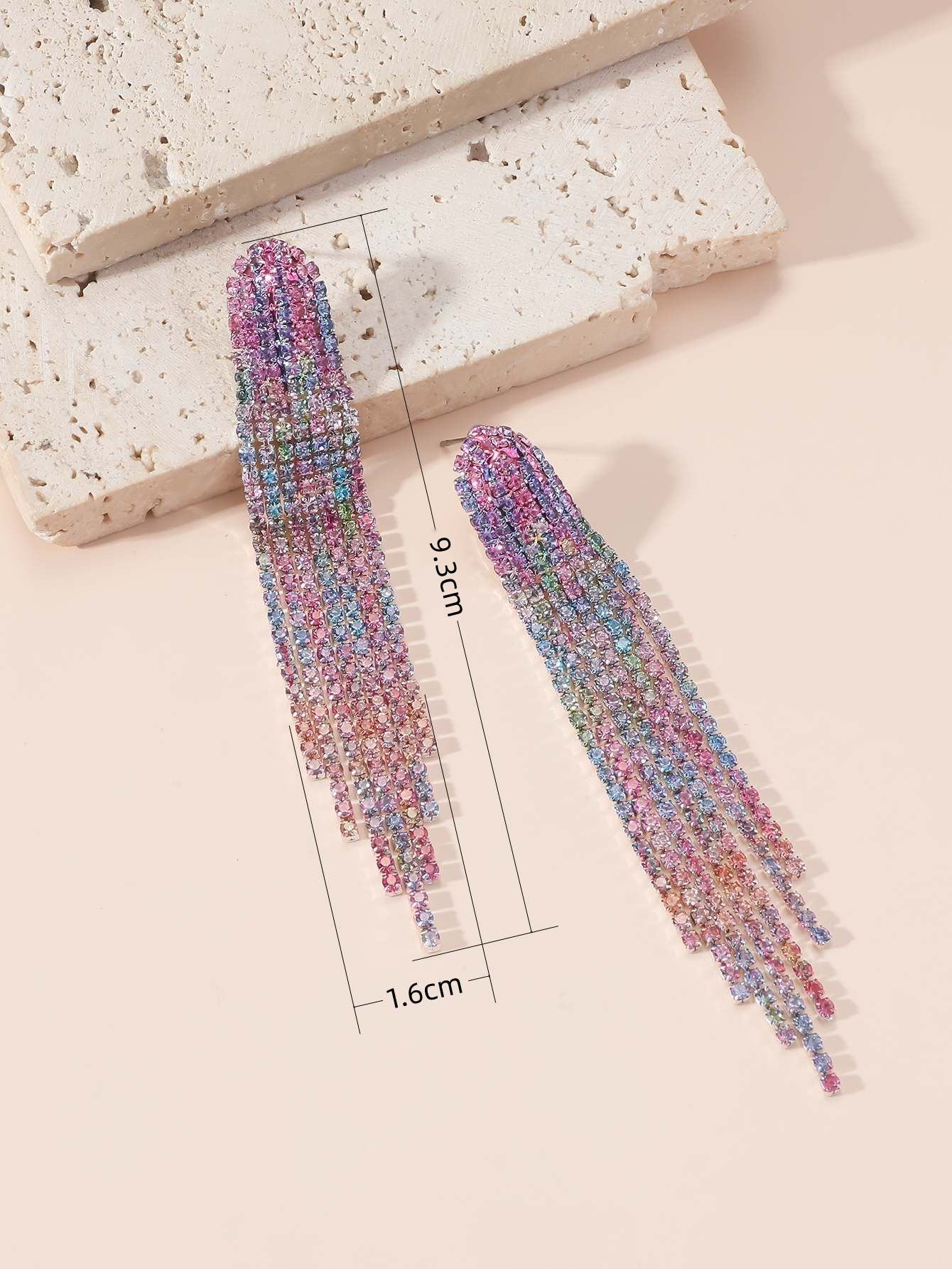 Geometric Pattern 1 Pair Luxurious Geometric Plating Inlay Alloy Rhinestones Silver Plated Earrings