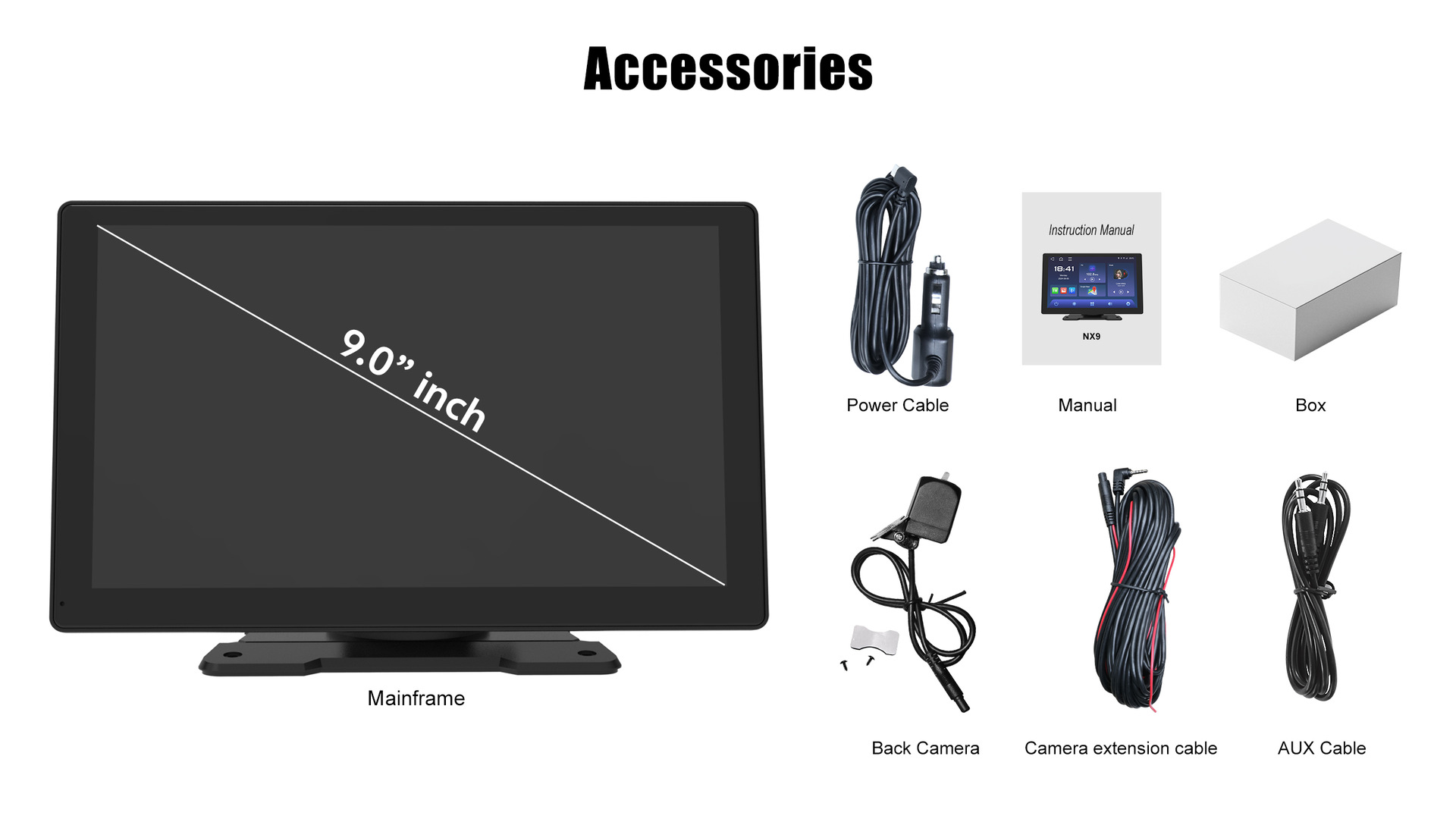 Foreign trade wholesale 9inch Android universal car central control screen car navigation system carplay portable screen dashcam