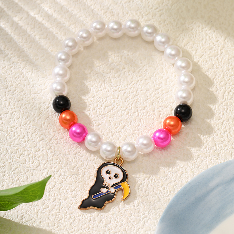 Yunjin nuevo europeo y americano transfronterizo Venta caliente Halloween hecho a mano pulsera de cuentas calabaza fantasma Festival naranja pulsera al por mayor