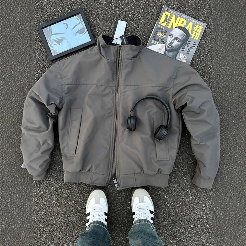 Gtal American-Style Three-Proof Coach Jacket for Men, Autumn and Winter High-End Stand Collar Pilot Motorcycle Baseball Short Jacket