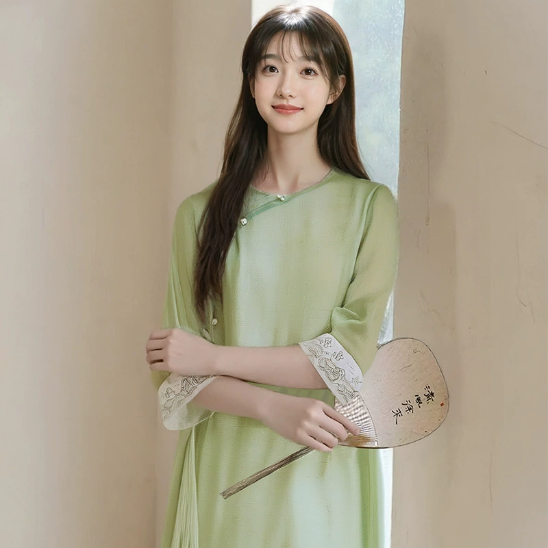 Цин Шужай 2025 Новое легкое платье в китайском стиле