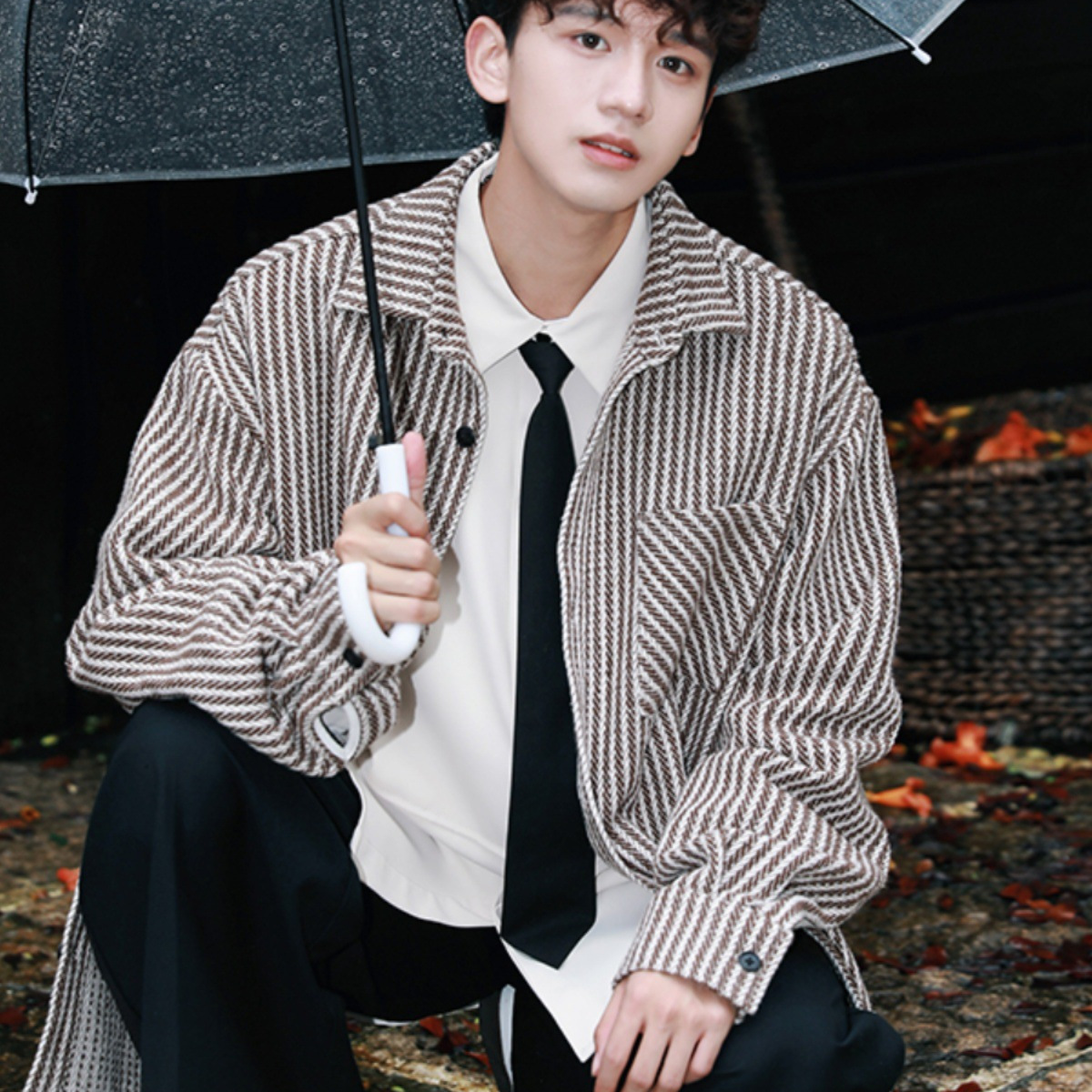 2025 nueva camisa estilo primavera y otoño estilo occidental chico hermosa camisa estilo coreano chaqueta de manga larga chaqueta de hombre