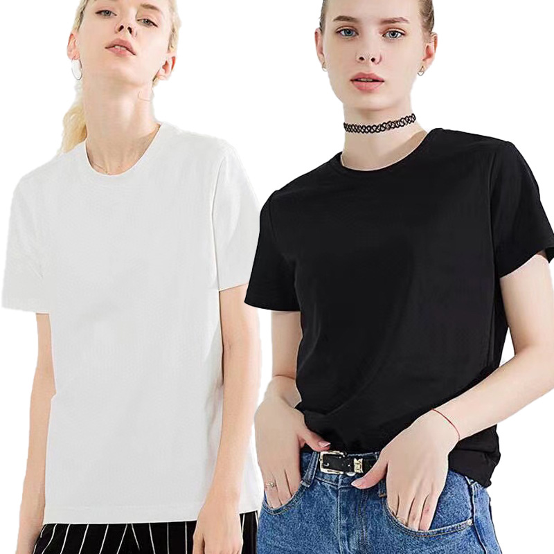 Summer cotton white elastic short sleeve T-shirt for men and women…