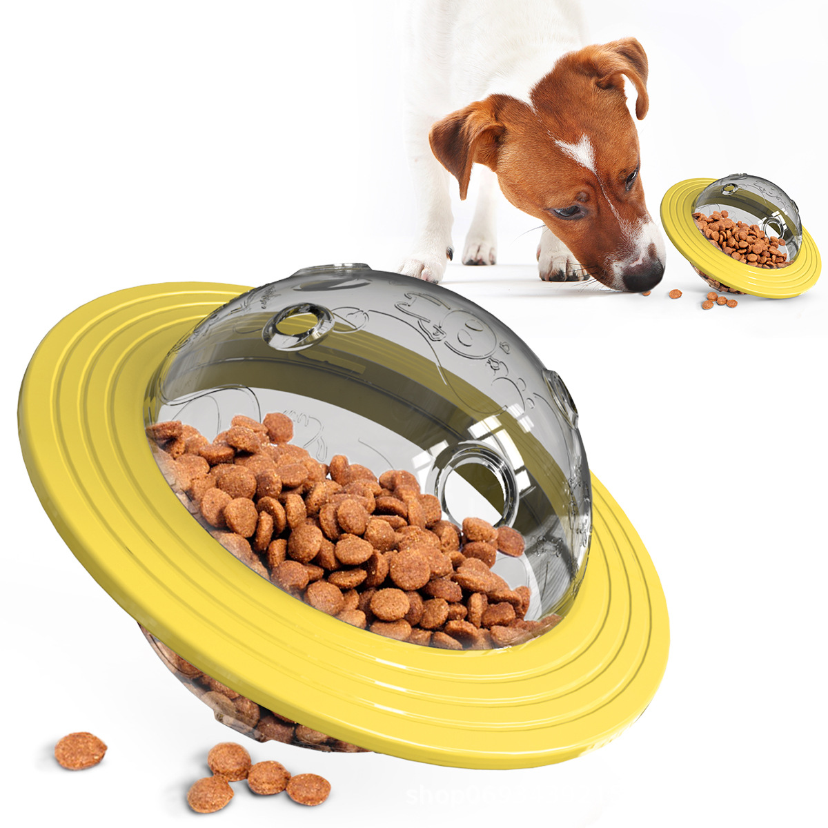 Juguete Rompecabezas para Perros con Dispensador de Comida, Resistente a Mordidas, Platillo Volador, Transfronterizo