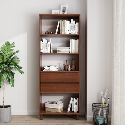 Solid Wood Bookcase Bookshelf Floor Standing Solid Wood Modern Simple Living Room Storage Shelf Household Bedroom Storage Rack Storage Cabinet 